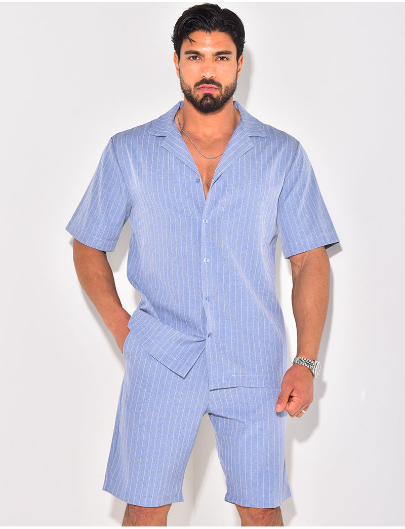 Ensemble short et chemise à rayures