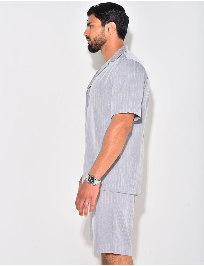 Ensemble short et chemise à rayures