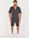 Ensemble short et chemise à rayures