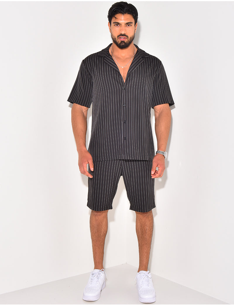 Ensemble short et chemise à rayures