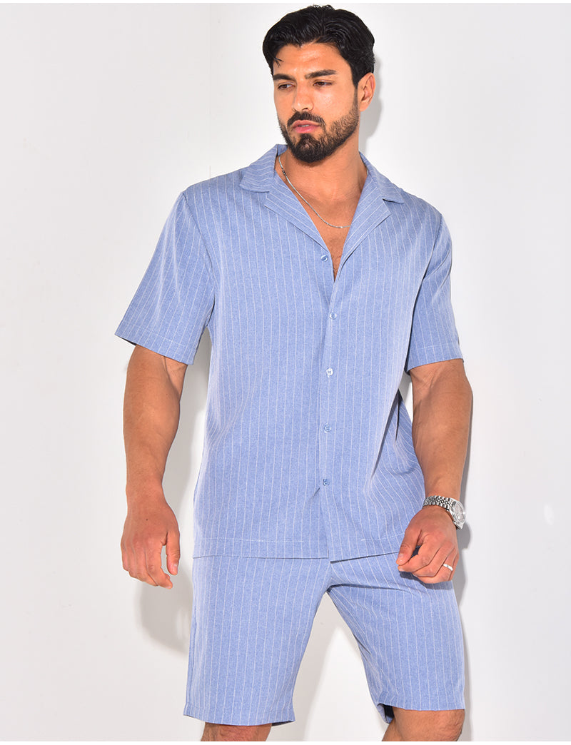 Ensemble short et chemise à rayures
