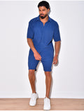Ensemble short et chemise côtelé