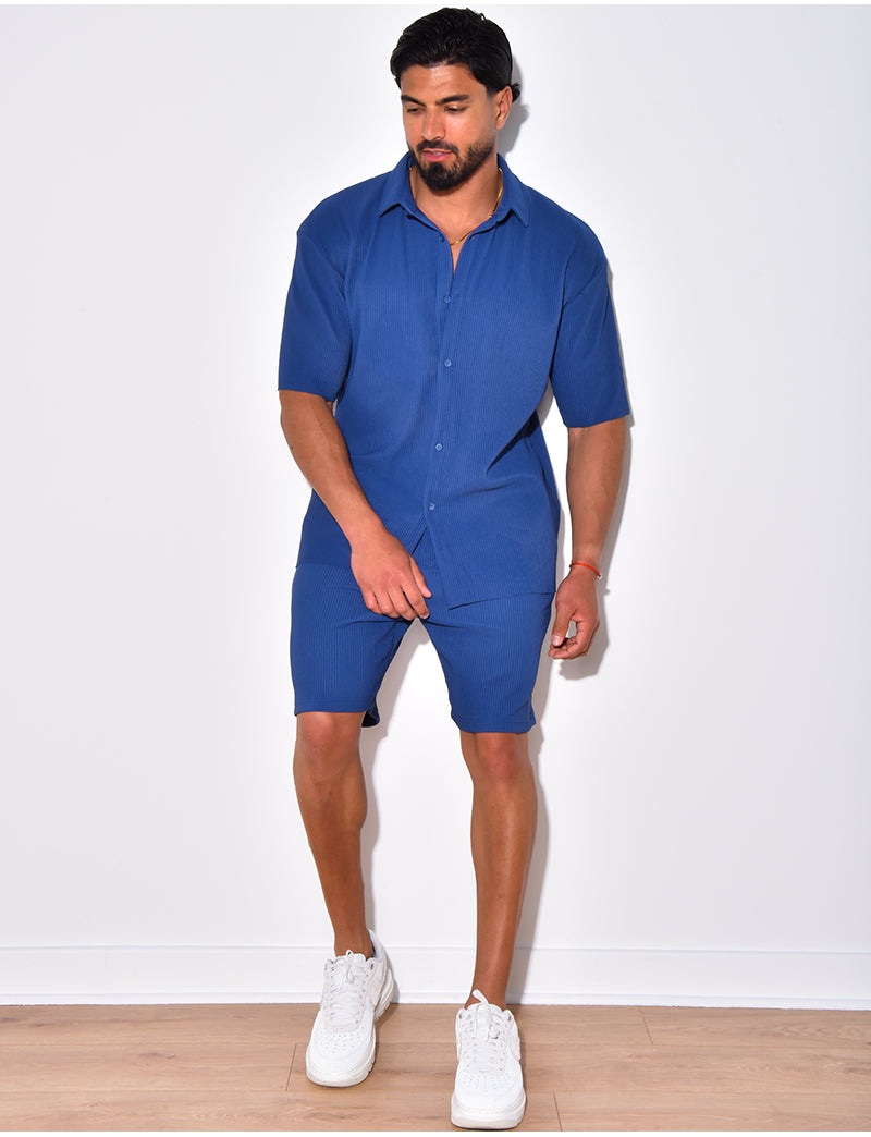 Ensemble short et chemise côtelé
