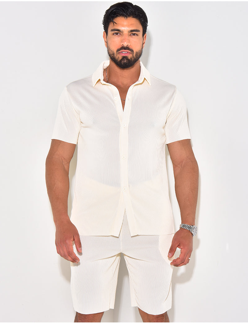 Ensemble short et chemise côtelé