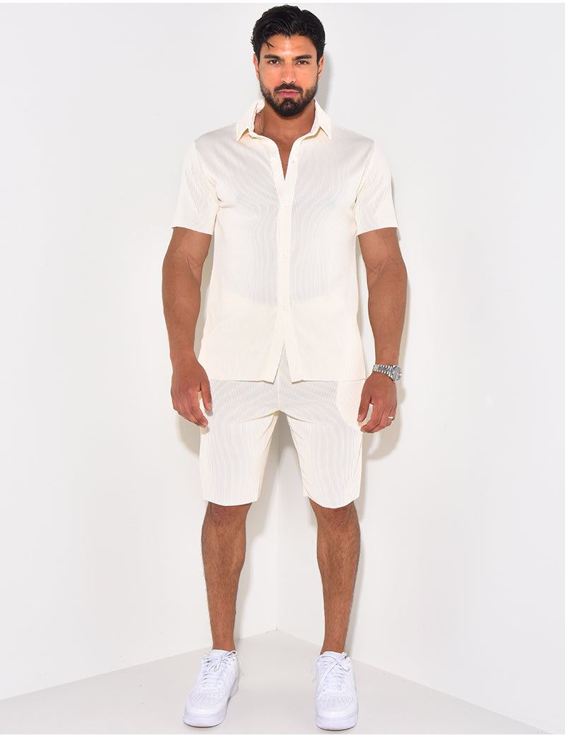 Ensemble short et chemise côtelé