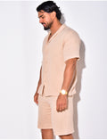 Ensemble short et chemise en gaz de coton