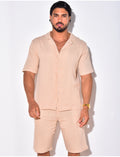 Ensemble short et chemise en gaz de coton