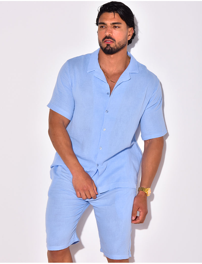 Ensemble short et chemise en coton