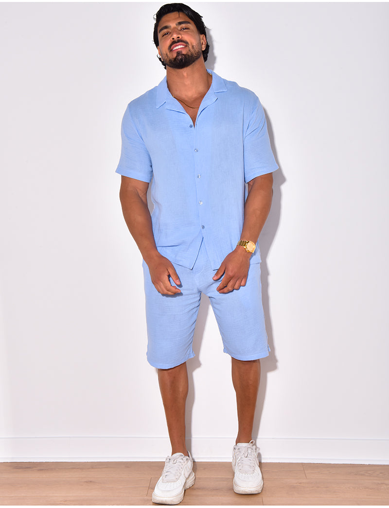 Ensemble short et chemise en coton