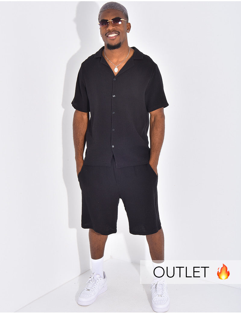 Ensemble short et chemise en gaze de coton