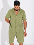 Ensemble short et chemise en gaze de coton