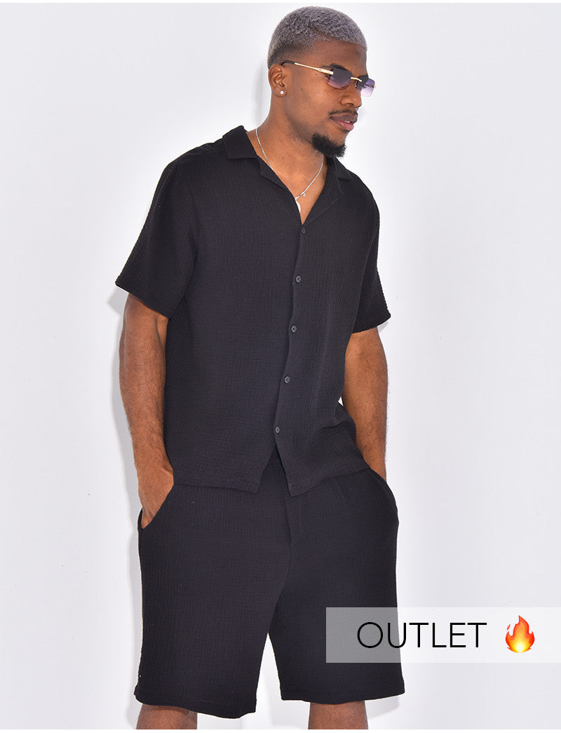Ensemble short et chemise en gaze de coton