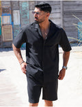 Ensemble short et chemise en nid d'abeille