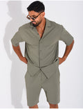 Ensemble short et chemise en nid d'abeille
