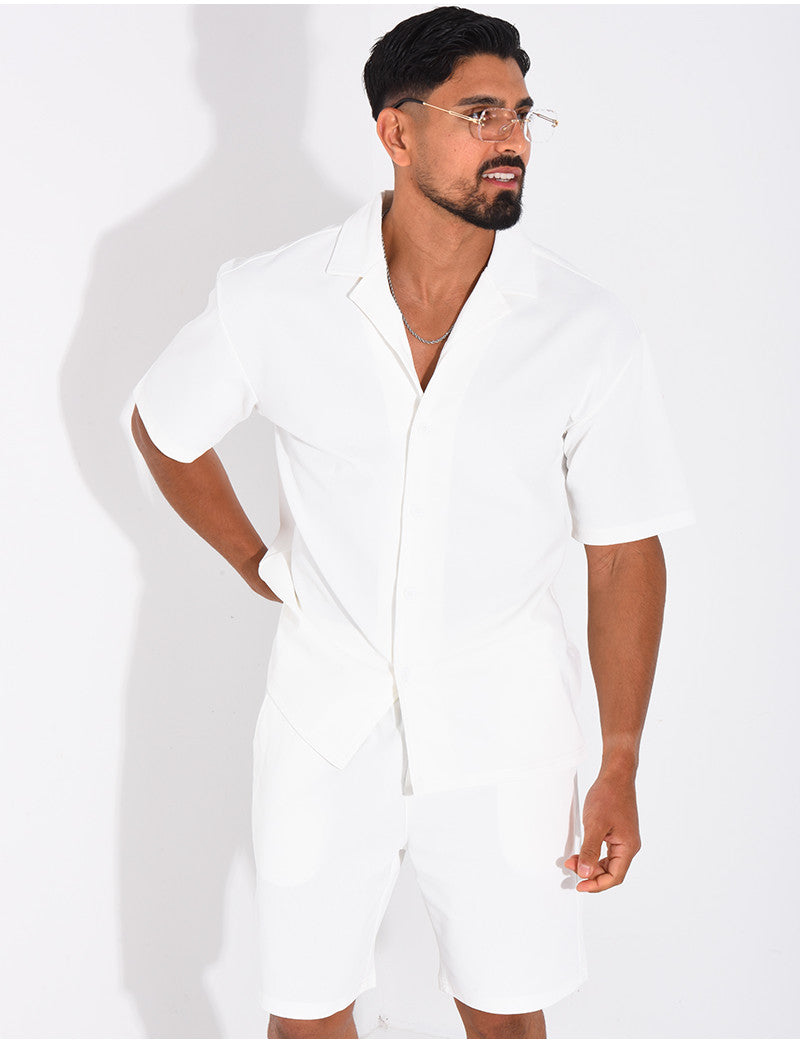 Ensemble short et chemise en nid d'abeille