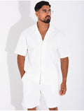 Ensemble short et chemise en nid d'abeille