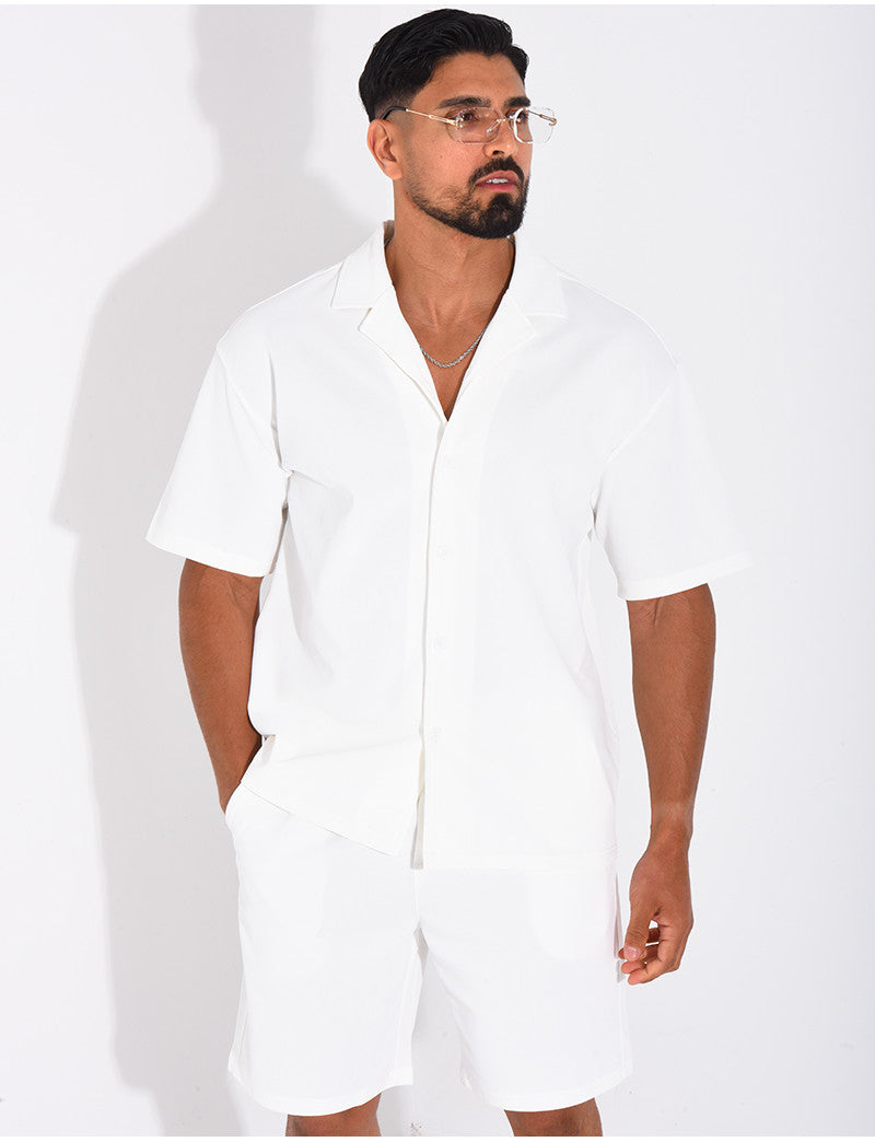 Ensemble short et chemise en nid d'abeille