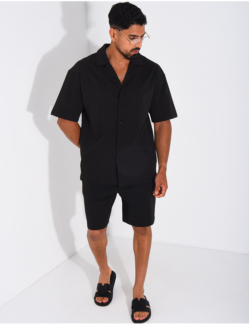 Ensemble short et chemise en nid d'abeille