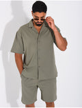 Ensemble short et chemise en nid d'abeille