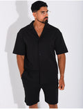 Ensemble short et chemise en nid d'abeille