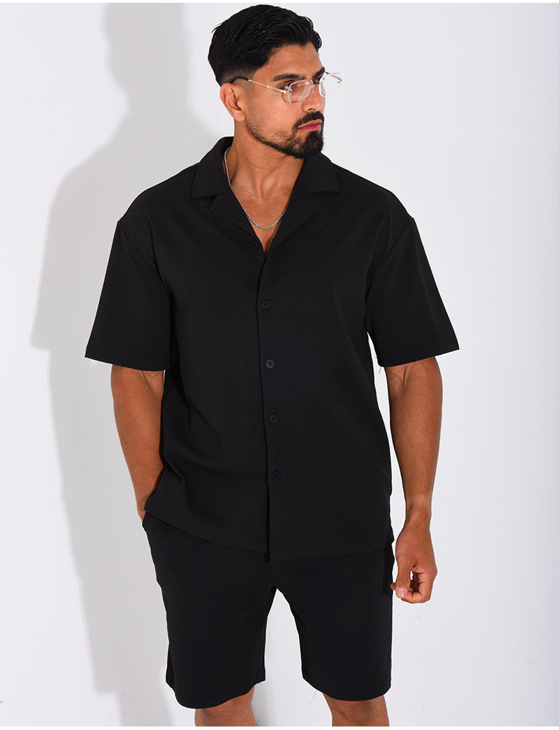 Ensemble short et chemise en nid d'abeille