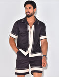 Ensemble short et chemise manches courtes à motifs étoiles