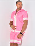 Ensemble short et chemise manches courtes à motifs étoiles