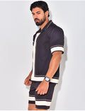 Ensemble short et chemise manches courtes à motifs étoiles
