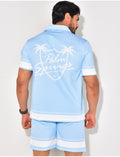 Ensemble short et chemise manches courtes à motifs étoiles