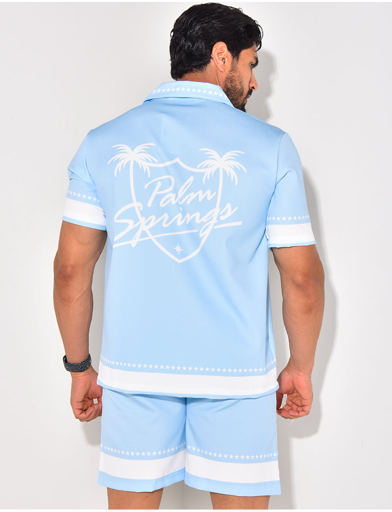 Ensemble short et chemise manches courtes à motifs étoiles