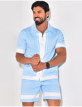 Ensemble short et chemise manches courtes à motifs étoiles