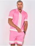 Ensemble short et chemise manches courtes à motifs étoiles