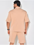 Ensemble short et chemise manches courtes texturé