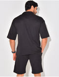 Ensemble short et chemise manches courtes texturé