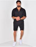 Ensemble short et chemise manches courtes texturé