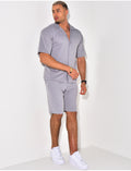 Ensemble short et chemise manches courtes texturé