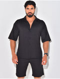 Ensemble short et chemise manches courtes texturé