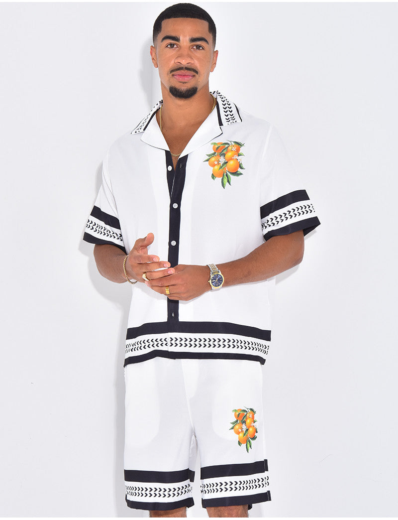 Ensemble short et chemise oranger