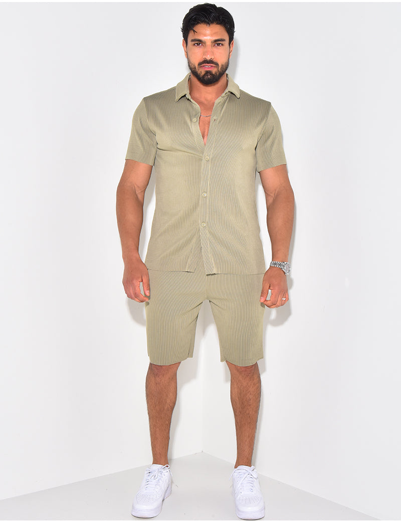 Ensemble short et chemise plissé