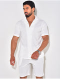 Ensemble short et chemise texturé