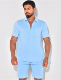 Ensemble short et chemise texturé
