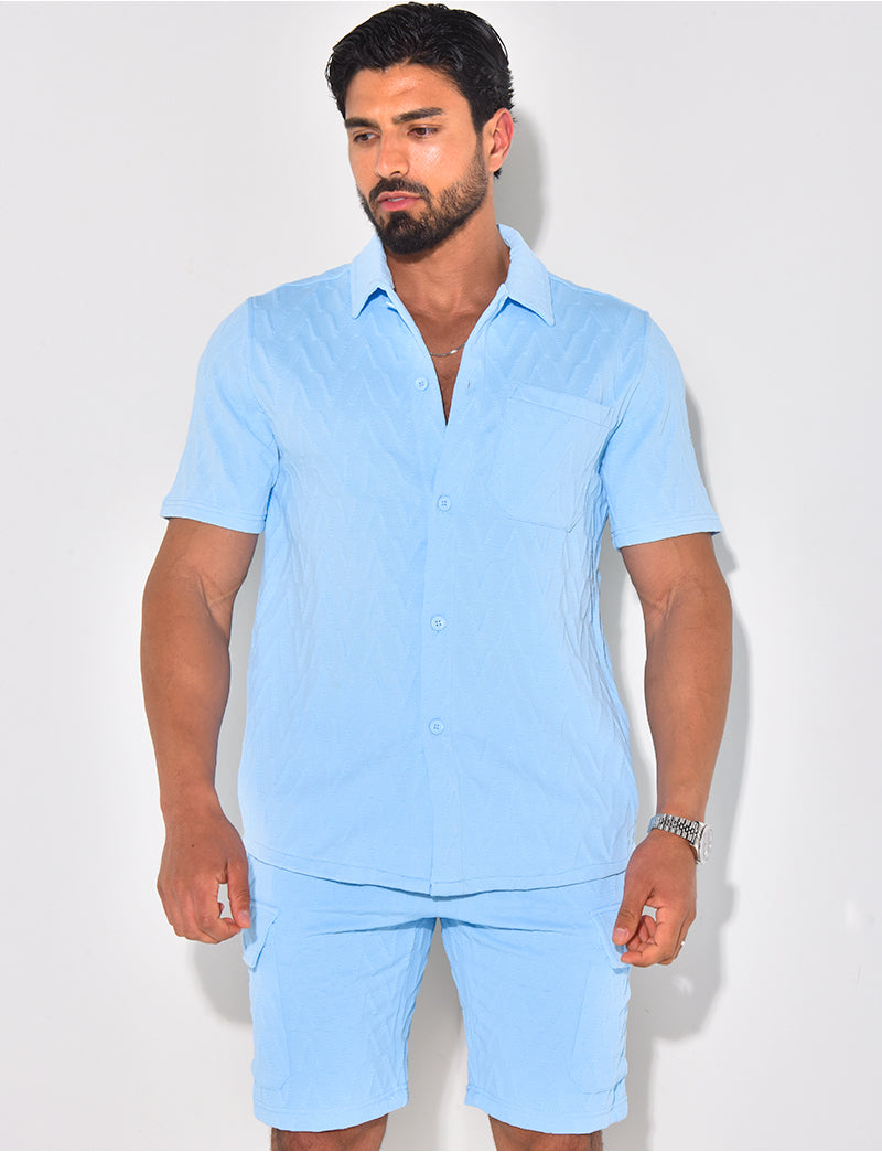 Ensemble short et chemise texturé