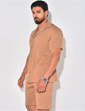 Ensemble short et chemise texturé