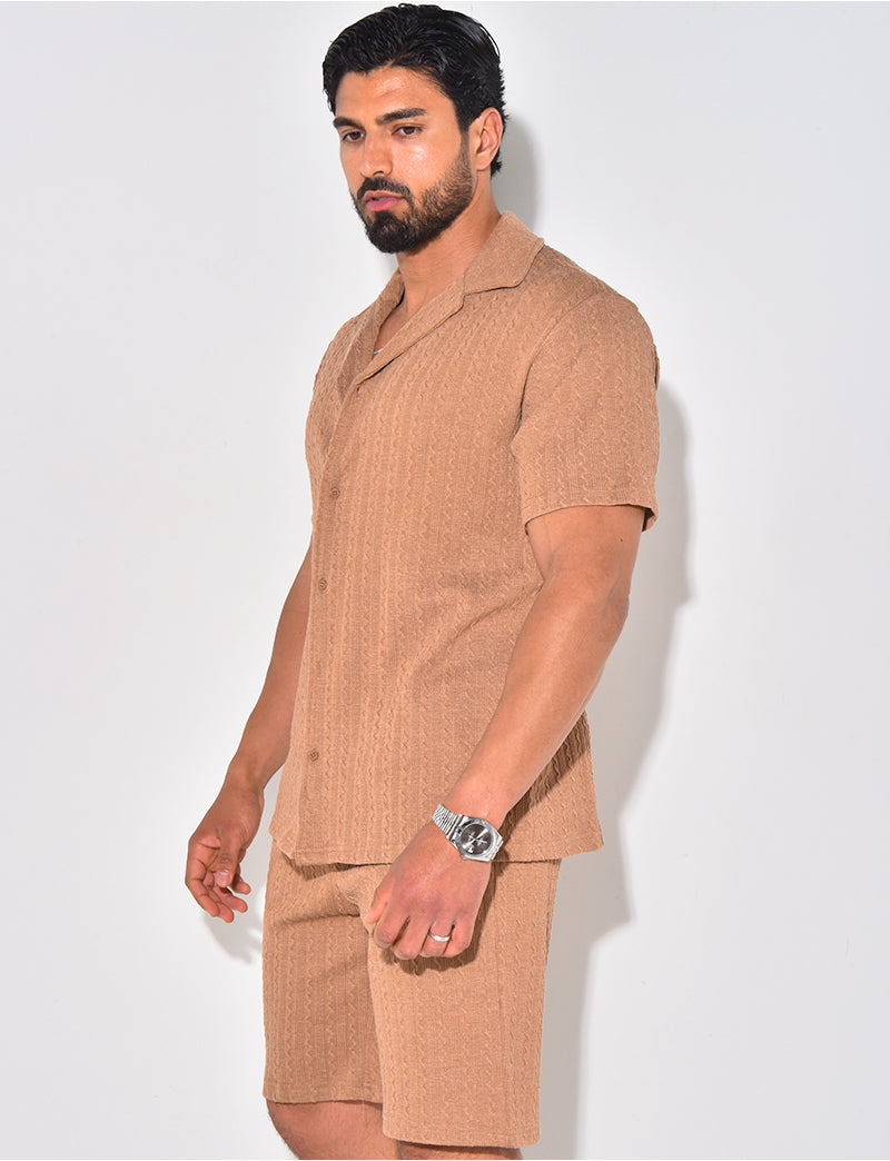 Ensemble short et chemise texturé