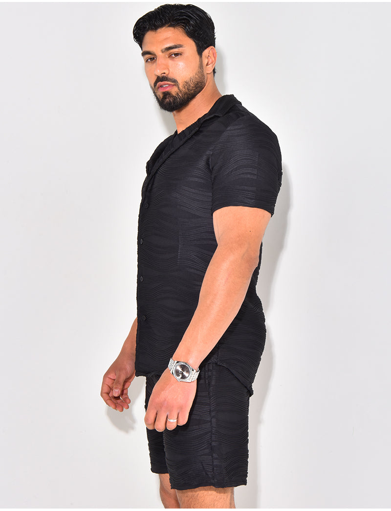 Ensemble short et chemise texturé