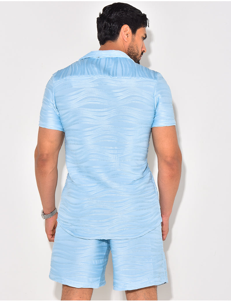 Ensemble short et chemise texturé
