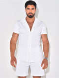 Ensemble short et chemise texturé