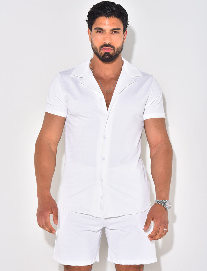 Ensemble short et chemise texturé