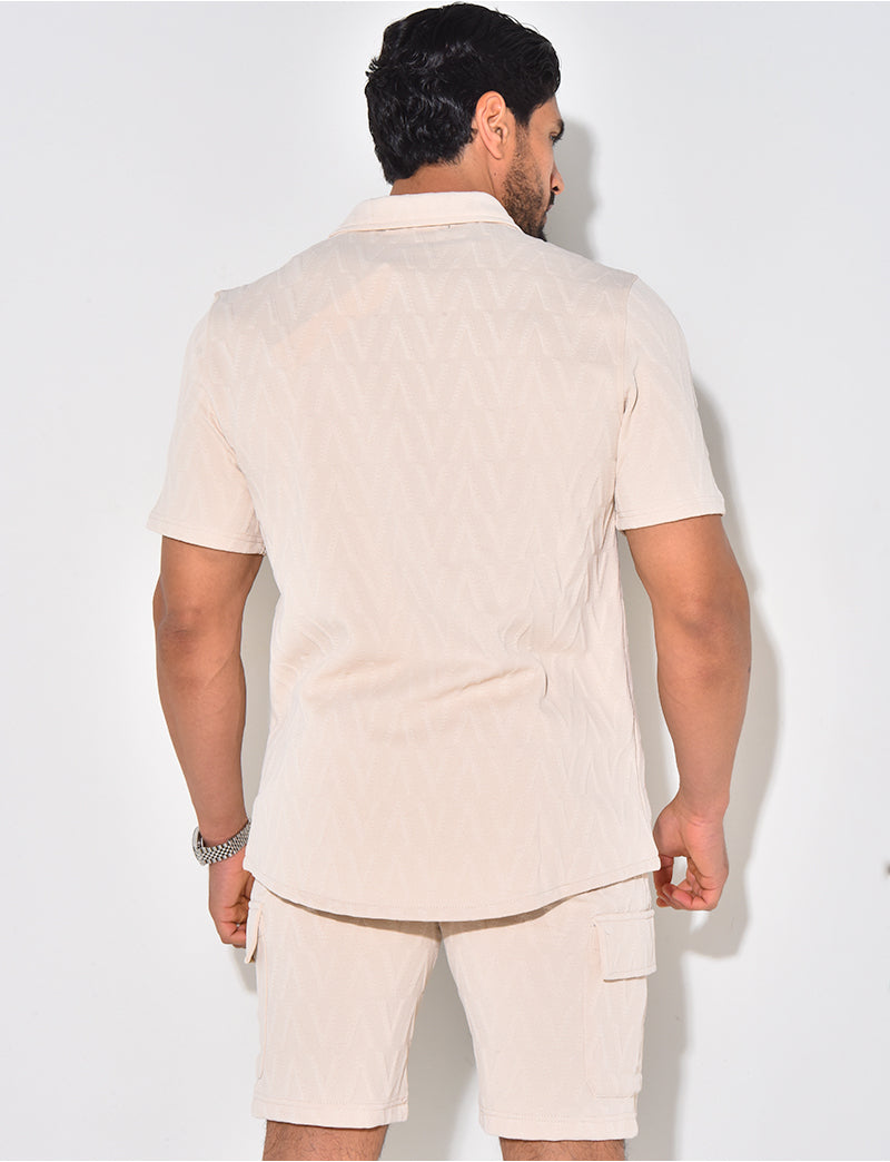 Ensemble short et chemise texturé