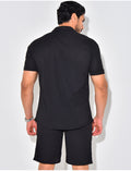 Ensemble short et chemise texturé